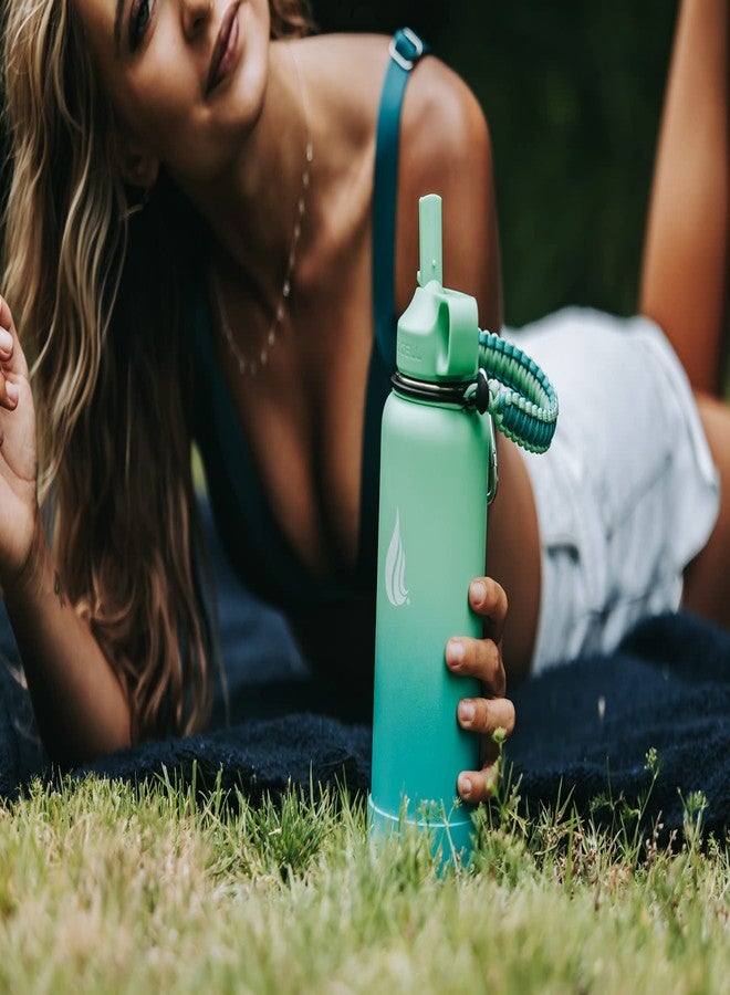 HYDRO CELL Paracord Handle for Wide Mouth Water Bottles - Carrier Strap w/Attachment Ring and Carabiner Accessory. Compatible w/ 64oz, 40oz 32oz, 24oz, 18oz, 14oz Insulated Bottles (Mint/Green) - Image 5